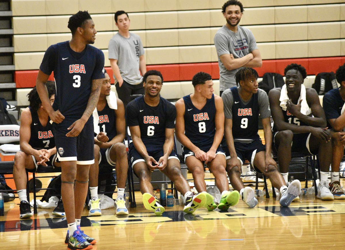 Ian Jackson (No. 3), Bronny James (No. 6), Jackson Shelstad (No. 8), Ja'Kobe Walter (No. 9), Omaha Biliew (No. 15).